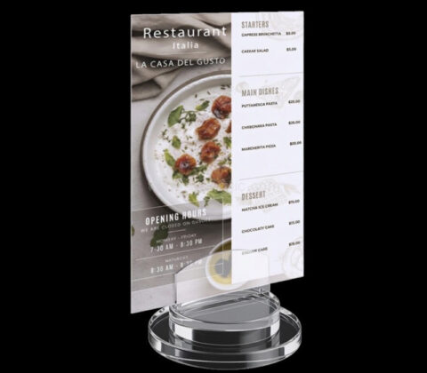 Custom acrylic rotating menu card holder