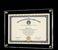Custom acrylic floating document certificate display frame BS-602 Custom acrylic floating document certificate display frame