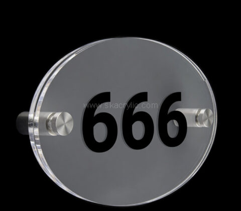 Custom oval acrylic wall door number sign