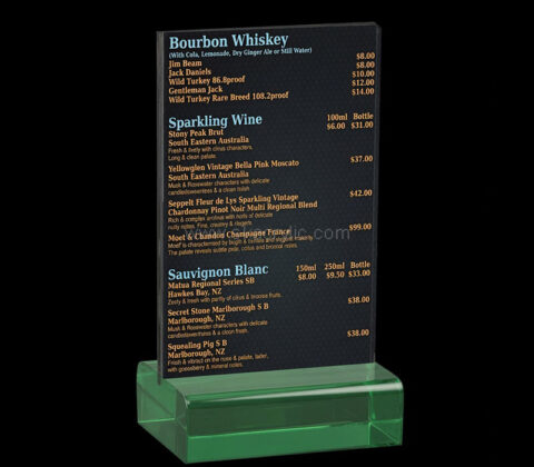 Custom acrylic bar KTV table menu holder