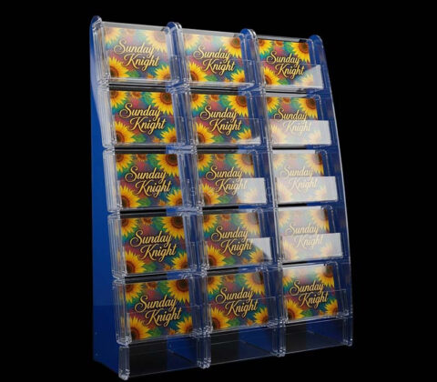 Custom acrylic floor standing magazine display rack