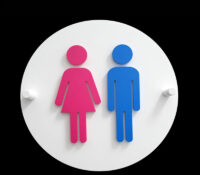 Custom round acrylic bathroom sign BS-620 Custom round acrylic bathroom sign