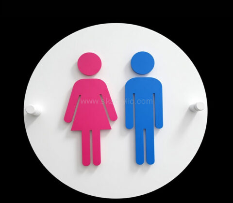 Custom round acrylic bathroom sign