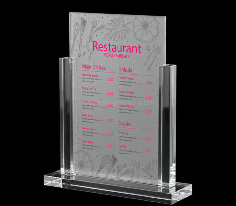Custom acrylic luxury restaurant menu holder