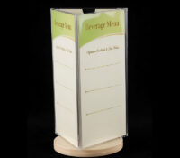Custom acrylic rotating triangle beverage menu holder stand SH-1165 Custom acrylic rotating triangle beverage menu holder stand