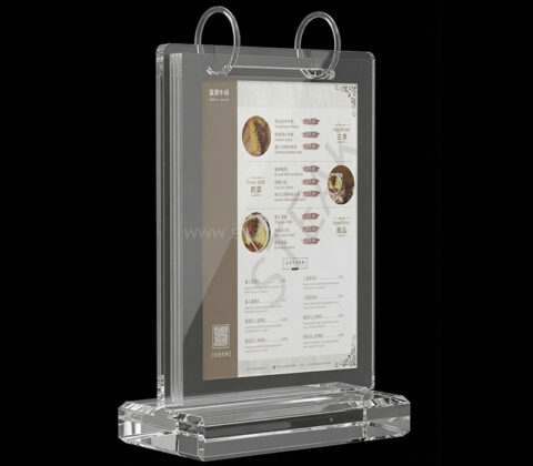 Custom acrylic restaurant tabletop menu holder stand