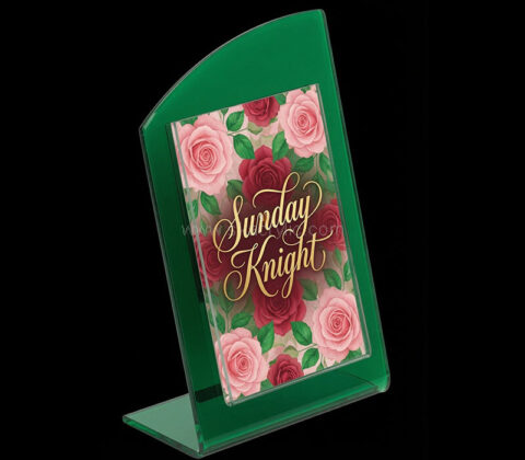 Custom L shaped acrylic wave top sign holder