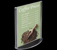 Custom acrylic menu holder with oval base SH-1178 Custom acrylic menu holder with oval base