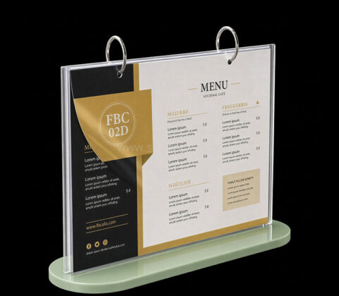 Custom acrylic multi-page flip beverage menu stand holder