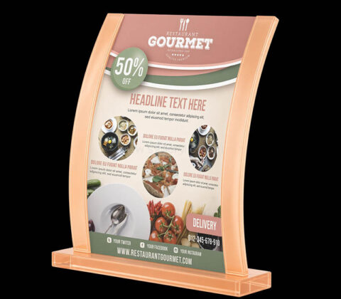 Custom acrylic desktop restaurant menu holder
