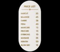 Custom wall salon menu sign BS-644 Custom wall salon menu sign