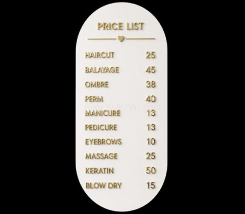 Custom wall salon menu sign