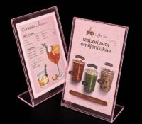 Custom L shaped acrylic sign display stand SH-1189 Custom L shaped acrylic sign display stand