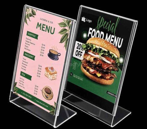 Custom acrylic cafe bakery menu card holder
