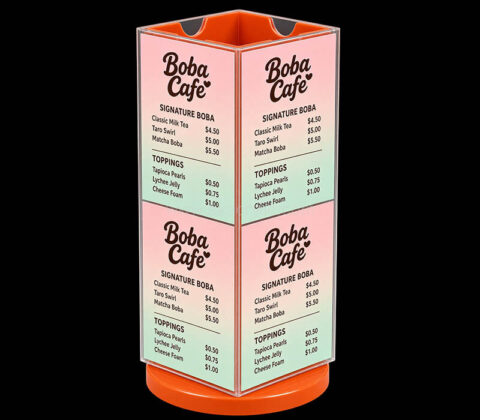 Custom turnable menu sign holder